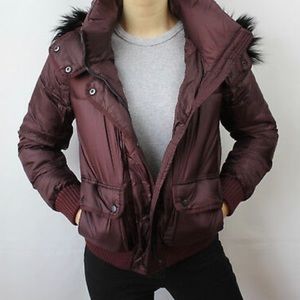 Abercrombie puffer coat with removable fur hood